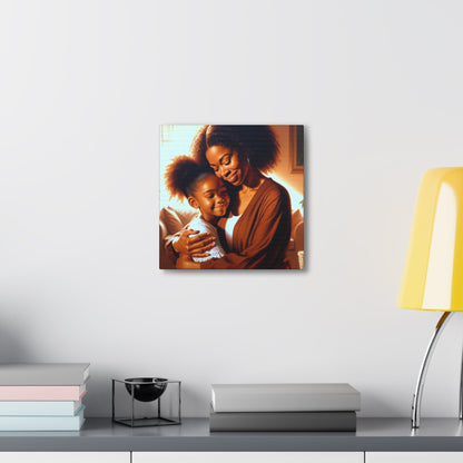 "Golden Embrace: Mother and Daughter" - Canvas - Authentic4Us