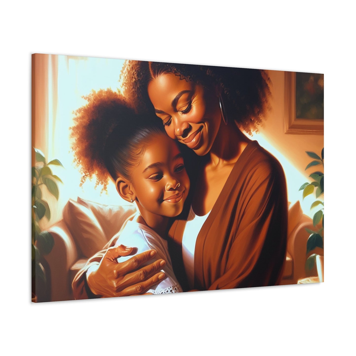 "Golden Embrace: Mother and Daughter" - Canvas - Authentic4Us