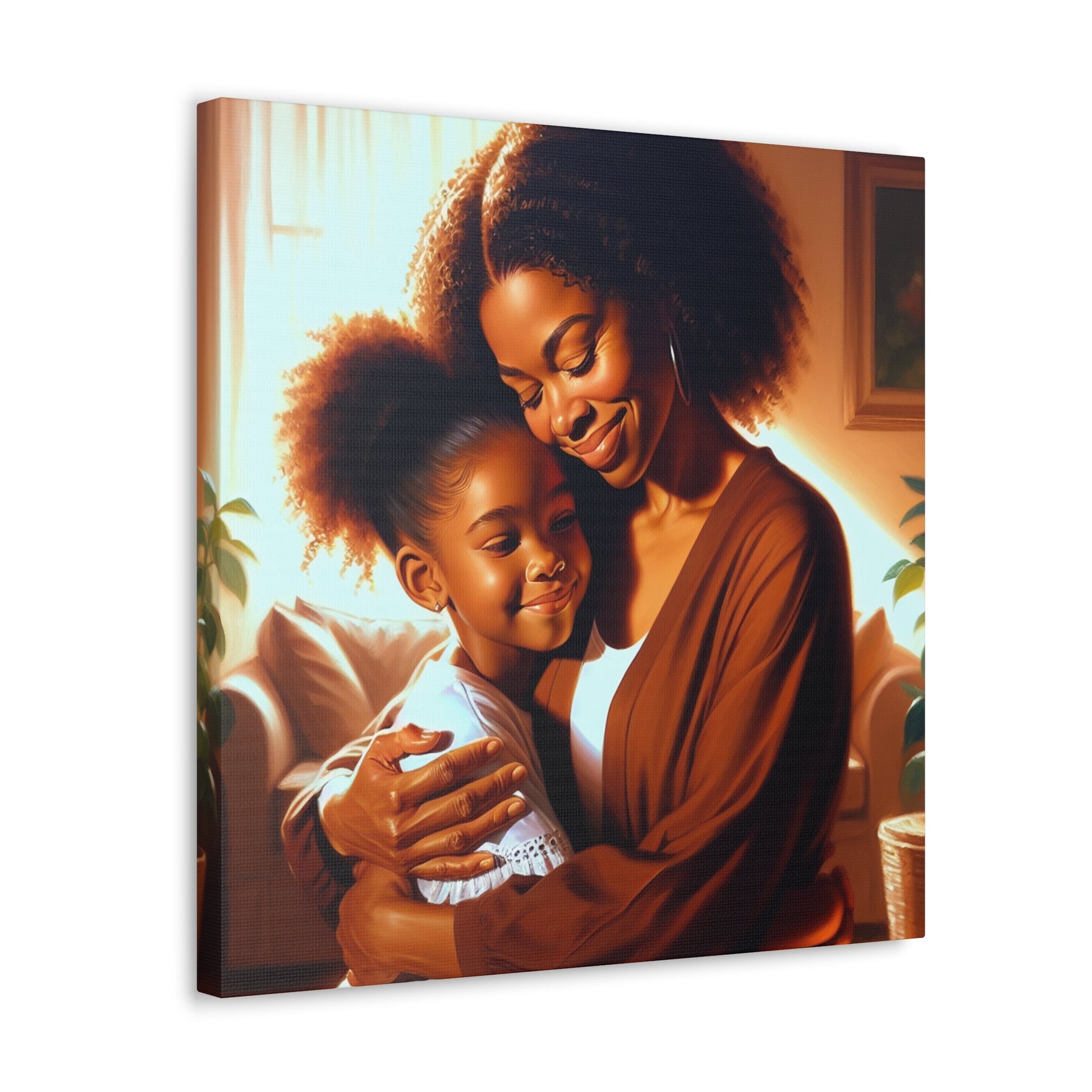 "Golden Embrace: Mother and Daughter" - Canvas - Authentic4Us