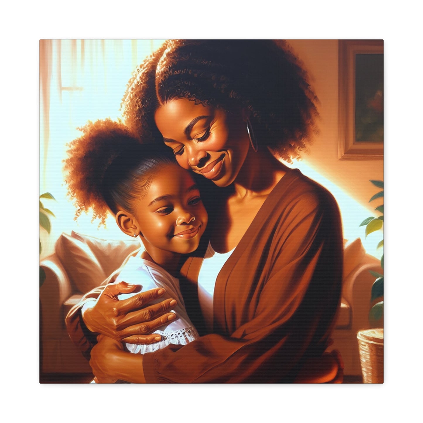 "Golden Embrace: Mother and Daughter" - Canvas - Authentic4Us