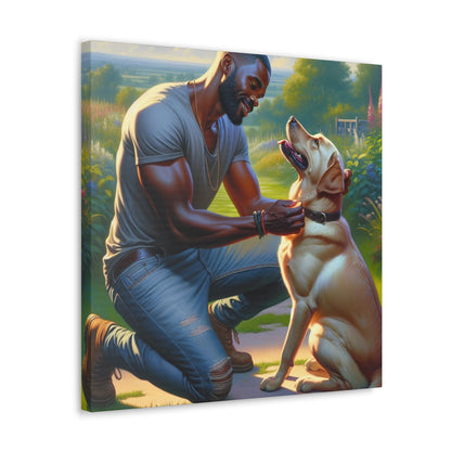 "Golden Moment: Man and Dog" - Canvas - Authentic4Us