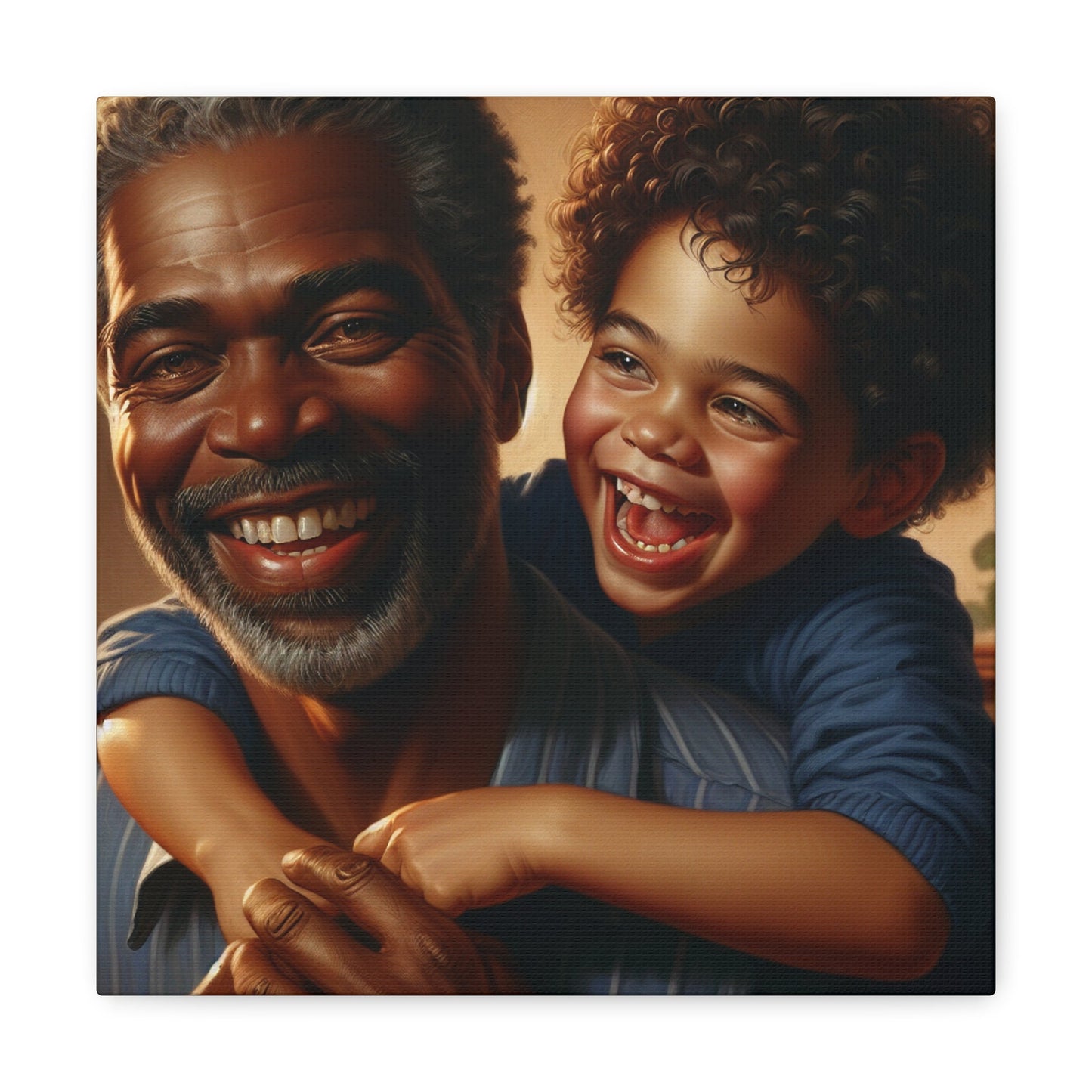 "Grandfather's Joyful Embrace" - Canvas - Authentic4Us