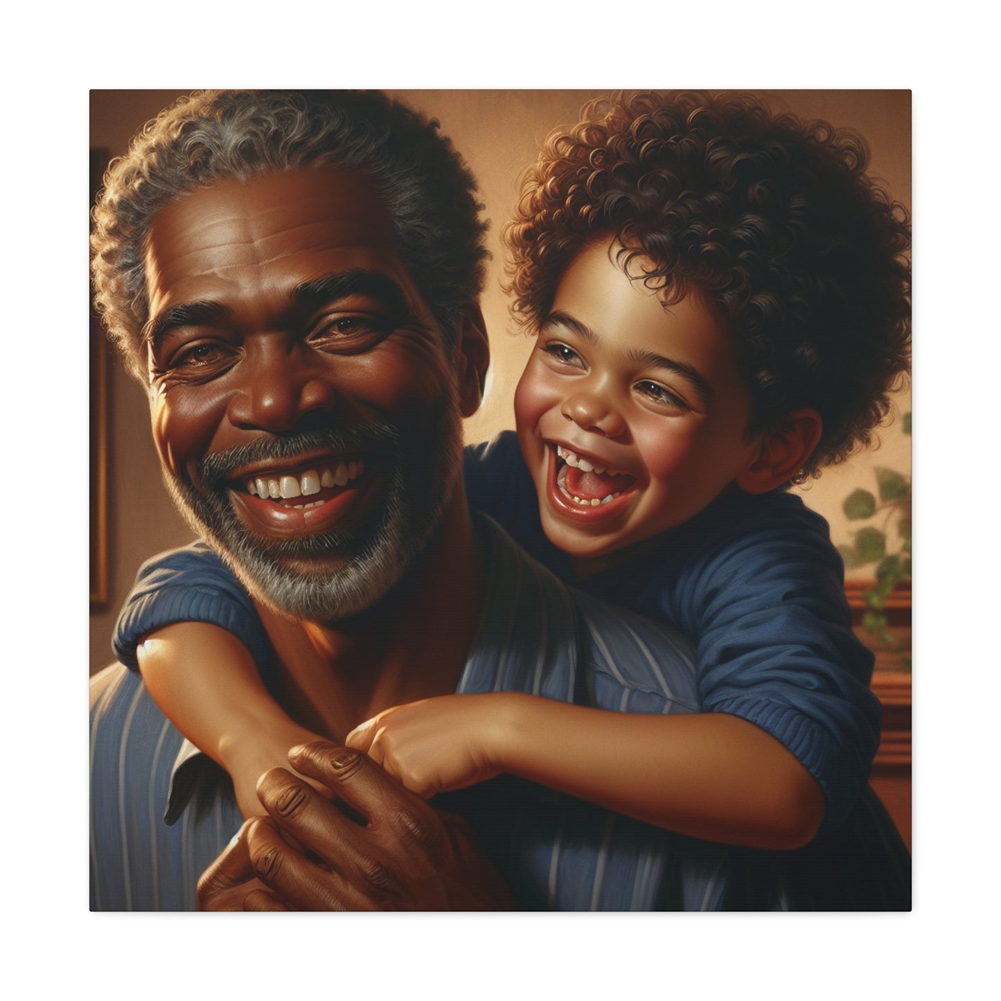 "Grandfather's Joyful Embrace" - Canvas - Authentic4Us