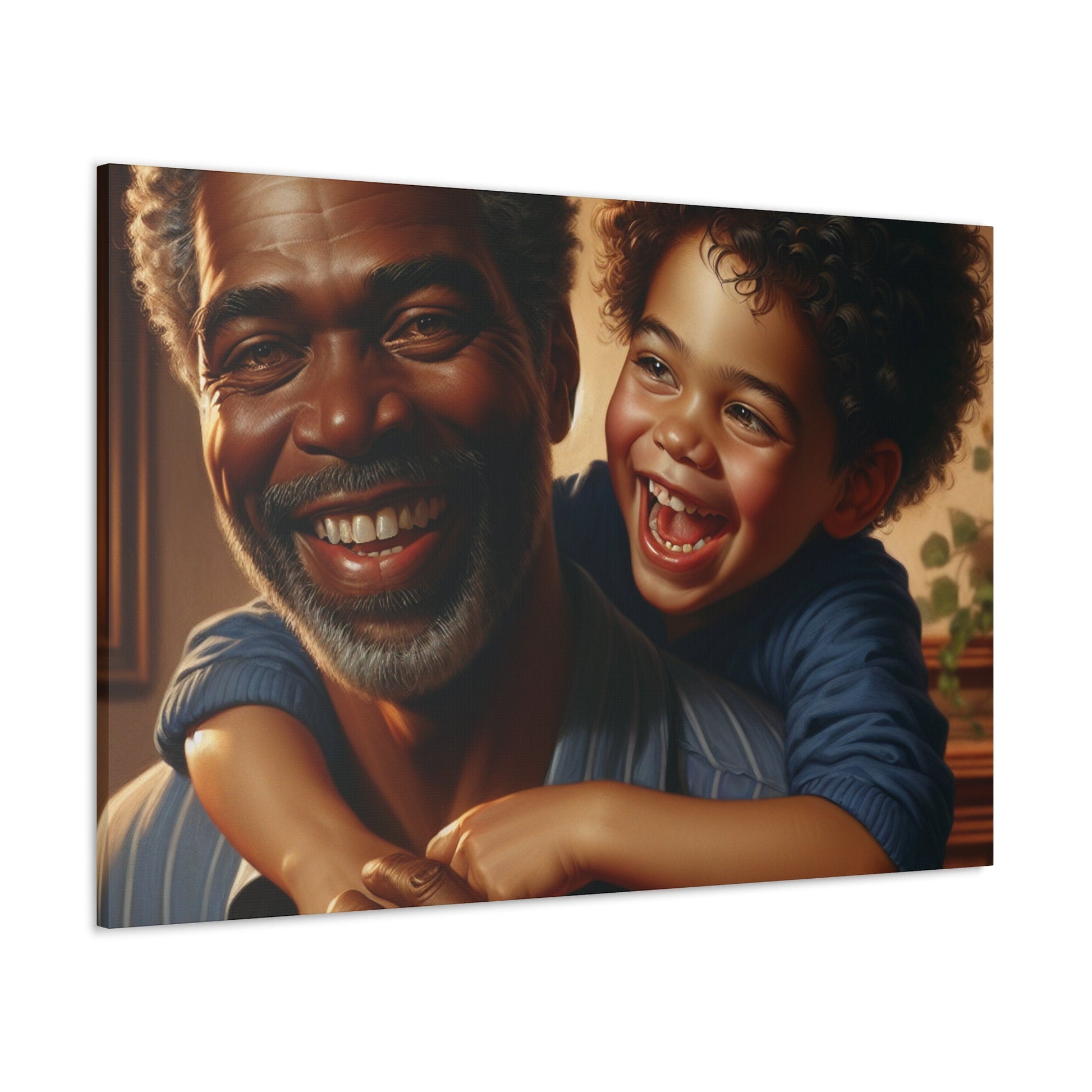 "Grandfather's Joyful Embrace" - Canvas - Authentic4Us