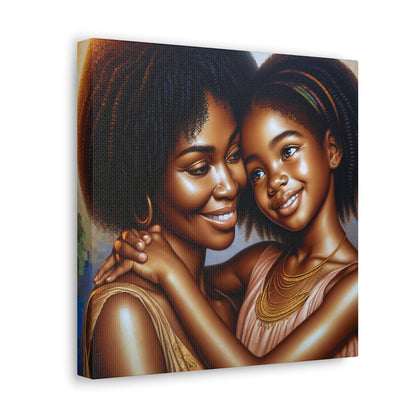 "Harmonic Affection: Mother-Daughter Embrace" - Canvas - Authentic4Us