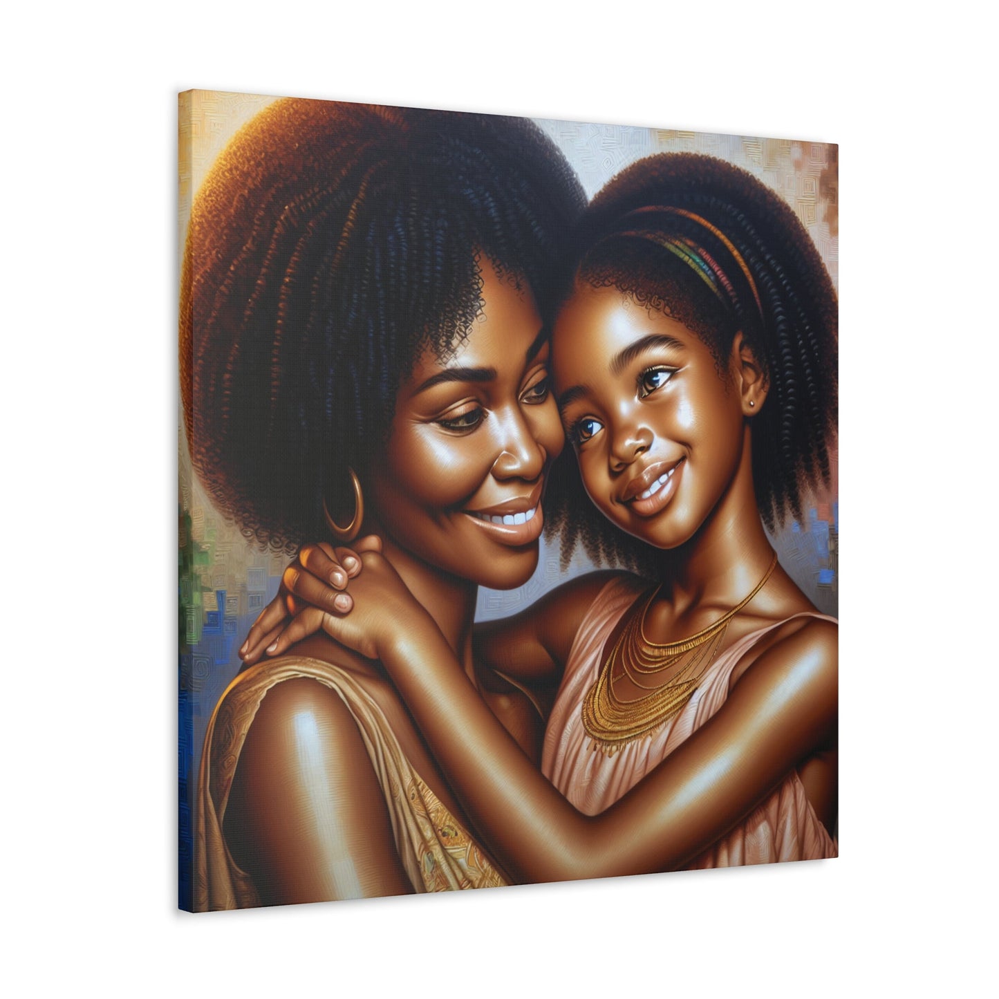 "Harmonic Affection: Mother-Daughter Embrace" - Canvas - Authentic4Us