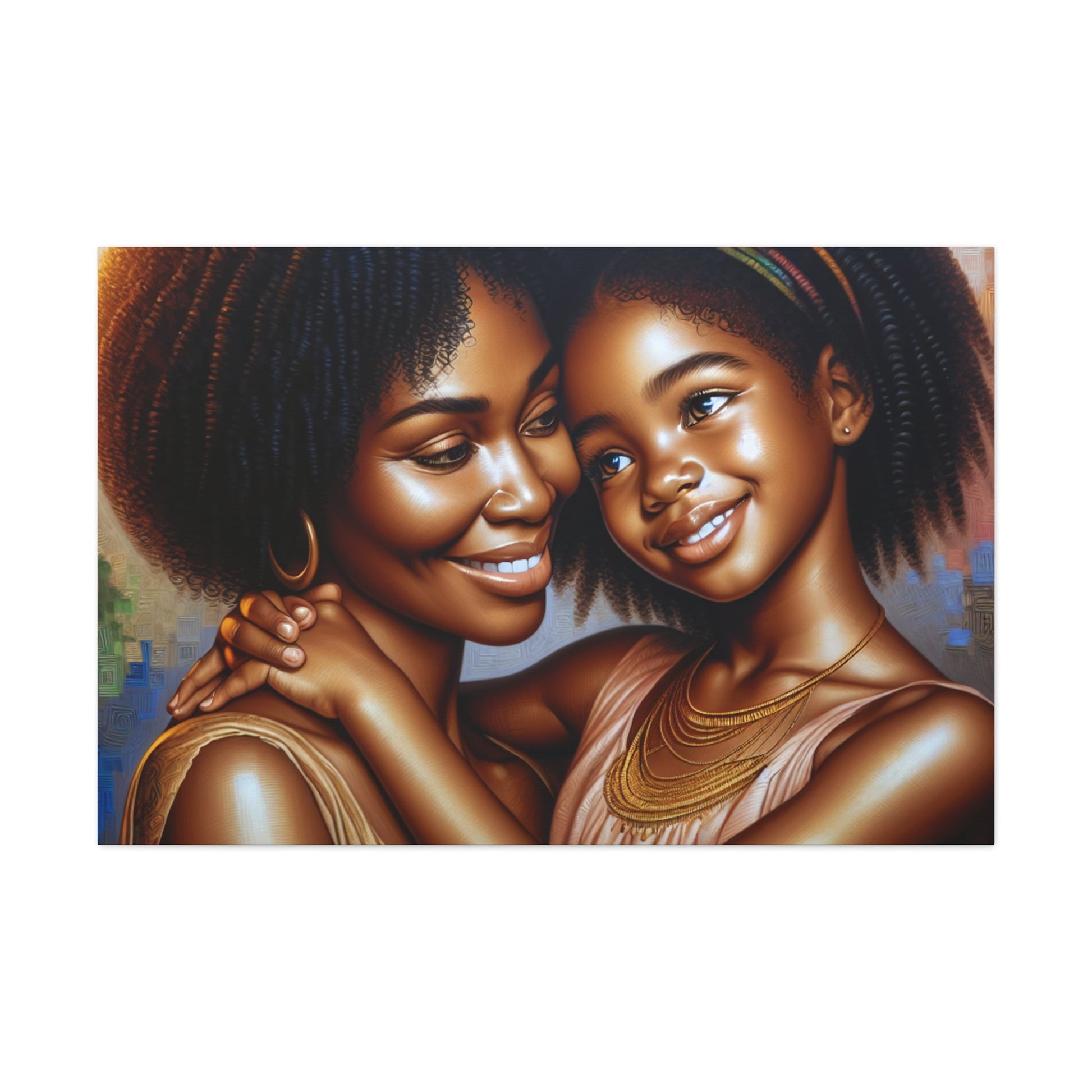 "Harmonic Affection: Mother-Daughter Embrace" - Canvas - Authentic4Us