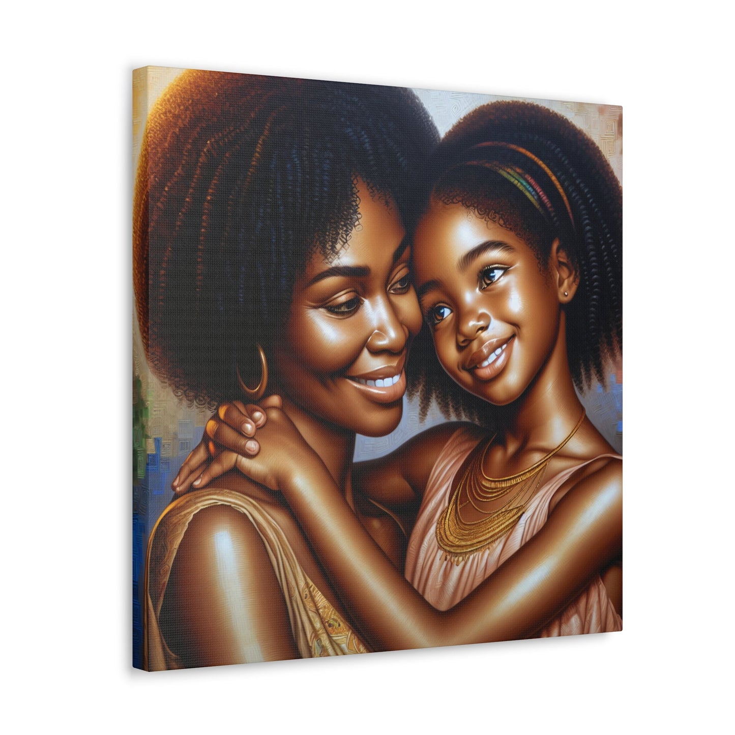 "Harmonic Affection: Mother-Daughter Embrace" - Canvas - Authentic4Us