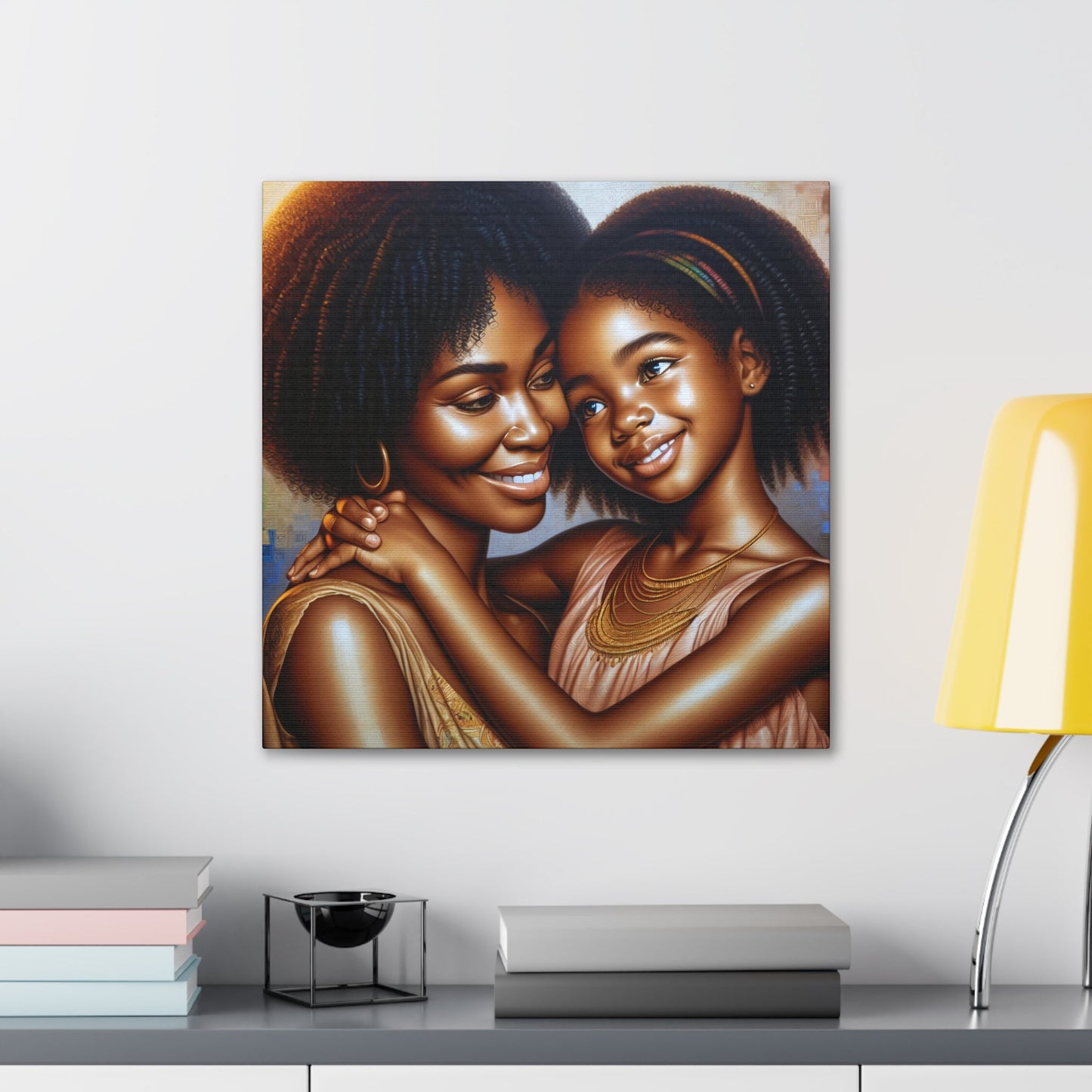 "Harmonic Affection: Mother-Daughter Embrace" - Canvas - Authentic4Us