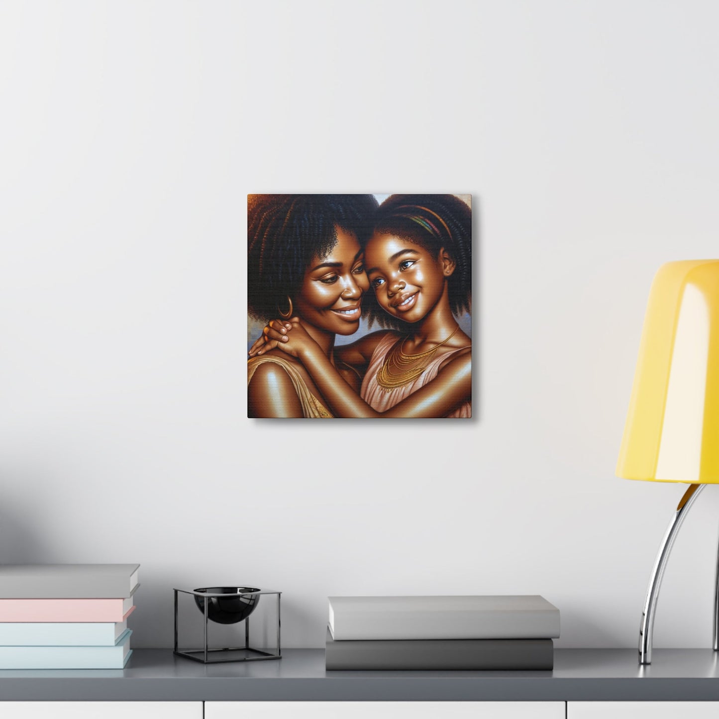 "Harmonic Affection: Mother-Daughter Embrace" - Canvas - Authentic4Us