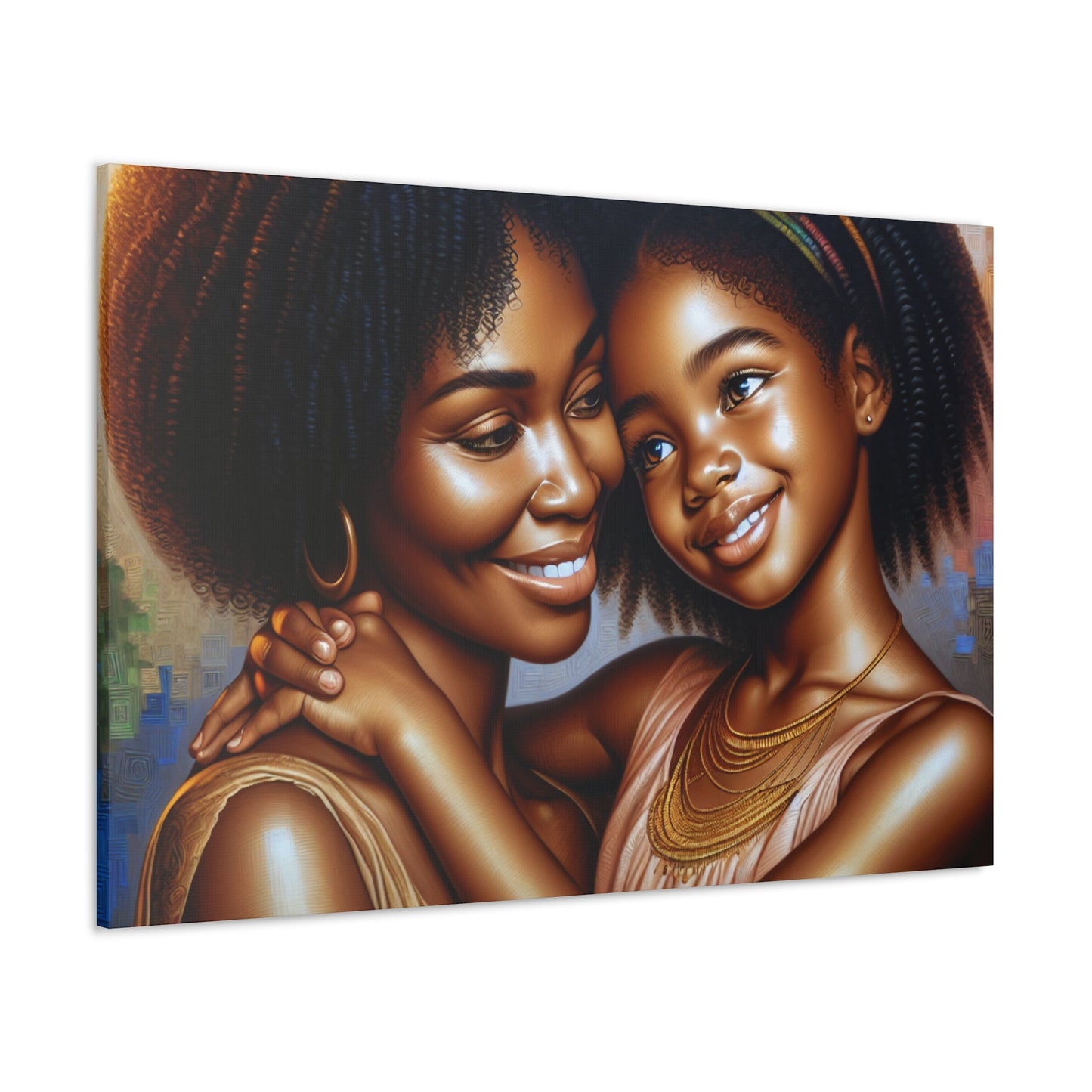 "Harmonic Affection: Mother-Daughter Embrace" - Canvas - Authentic4Us