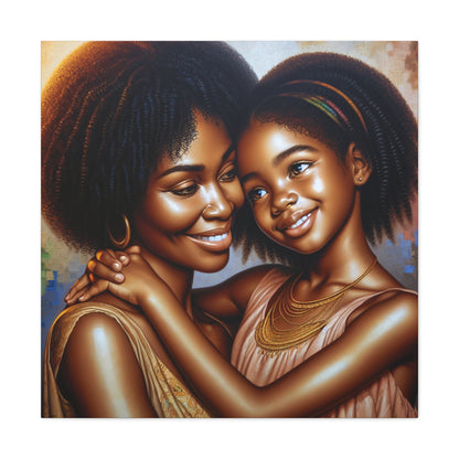 "Harmonic Affection: Mother-Daughter Embrace" - Canvas - Authentic4Us