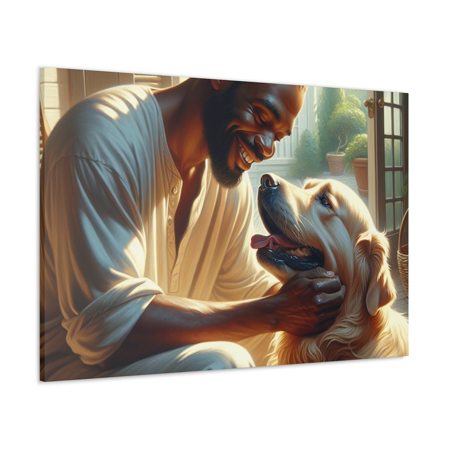 "Harmonious Bonds: Man and Dog" - Canvas - Authentic4Us