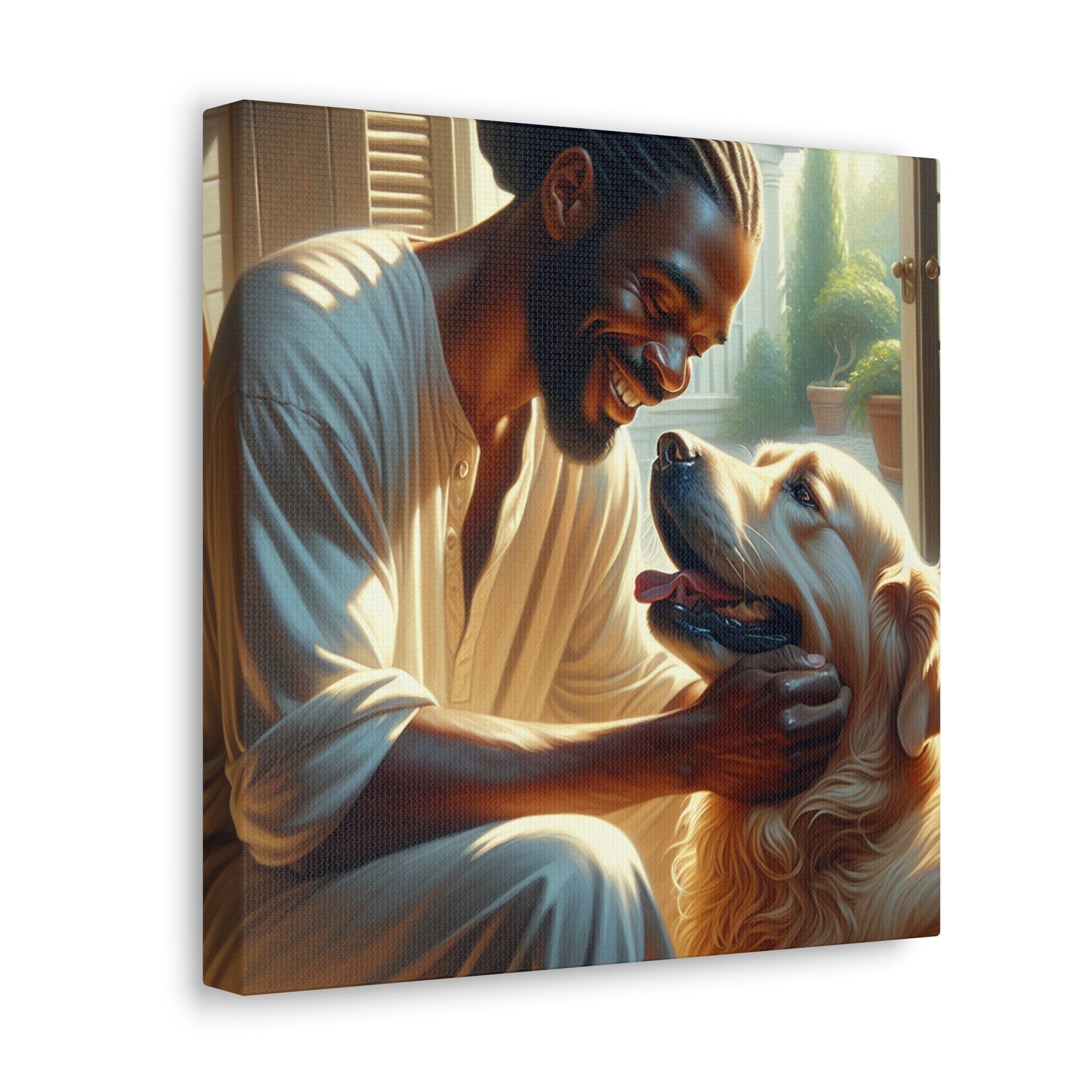 "Harmonious Bonds: Man and Dog" - Canvas - Authentic4Us