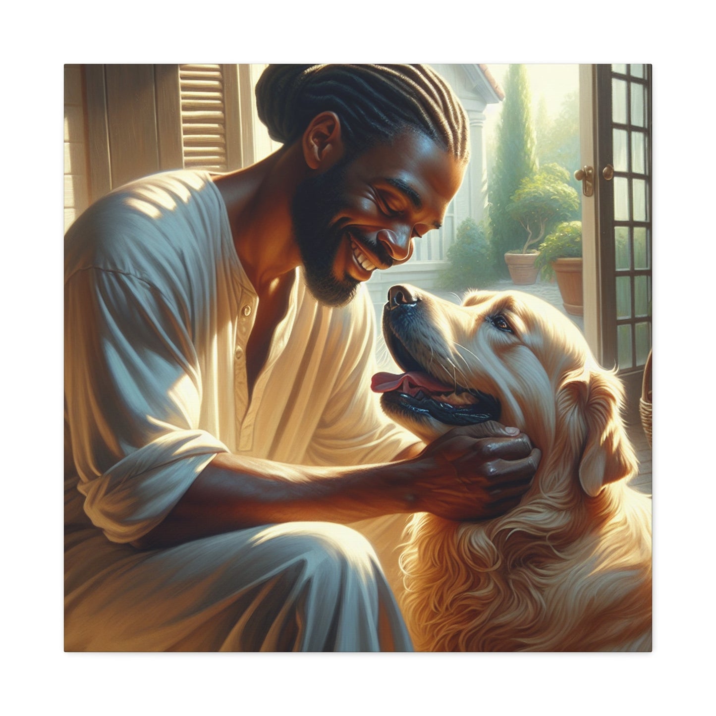 "Harmonious Bonds: Man and Dog" - Canvas - Authentic4Us