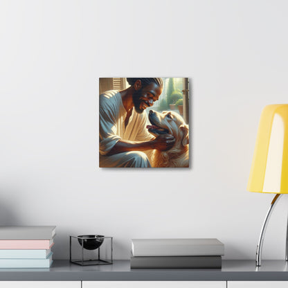 "Harmonious Bonds: Man and Dog" - Canvas - Authentic4Us