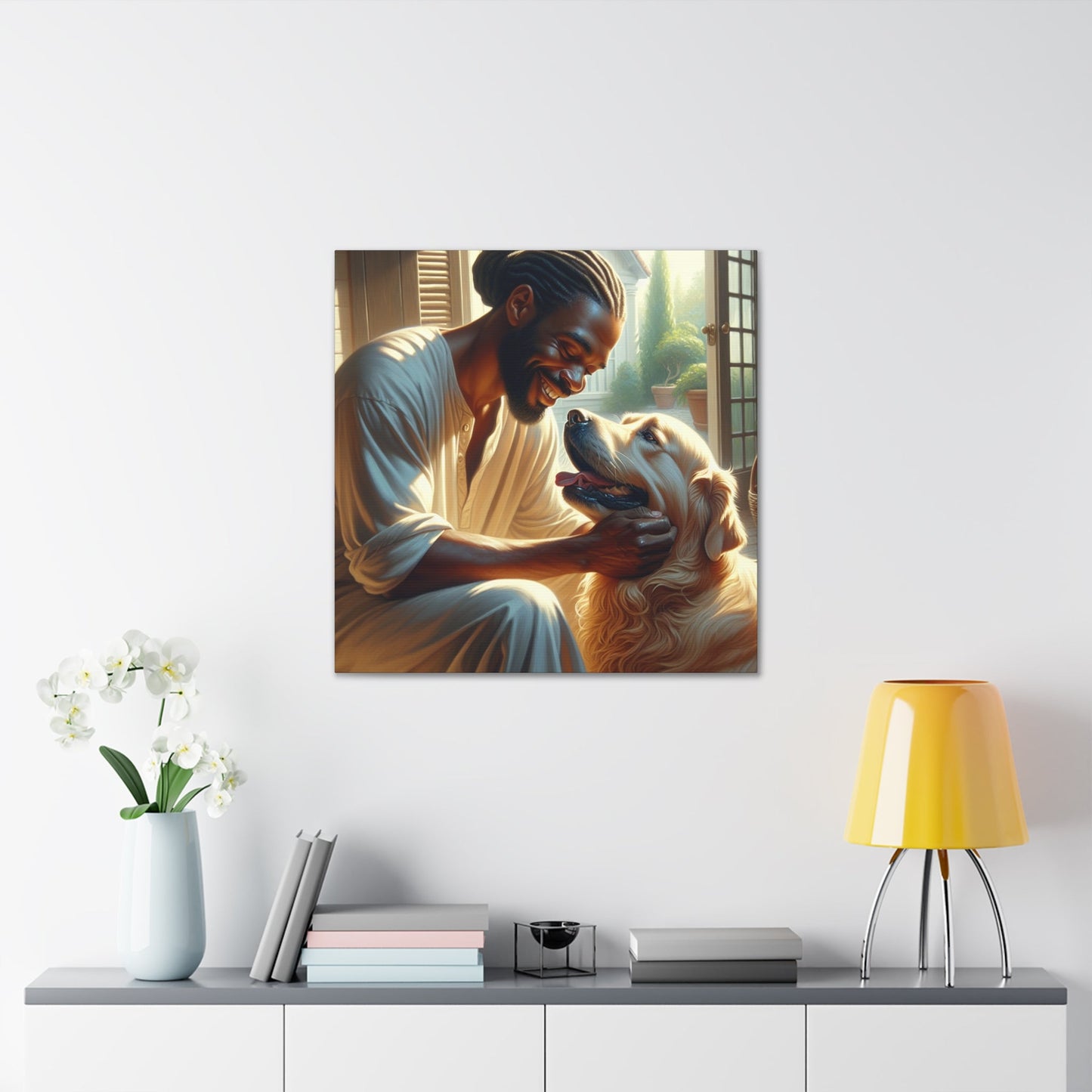 "Harmonious Bonds: Man and Dog" - Canvas - Authentic4Us