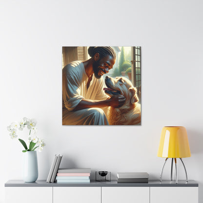 "Harmonious Bonds: Man and Dog" - Canvas - Authentic4Us