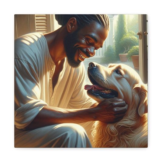 "Harmonious Bonds: Man and Dog" - Canvas - Authentic4Us