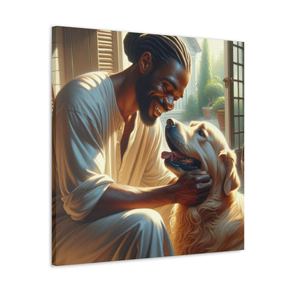 "Harmonious Bonds: Man and Dog" - Canvas - Authentic4Us