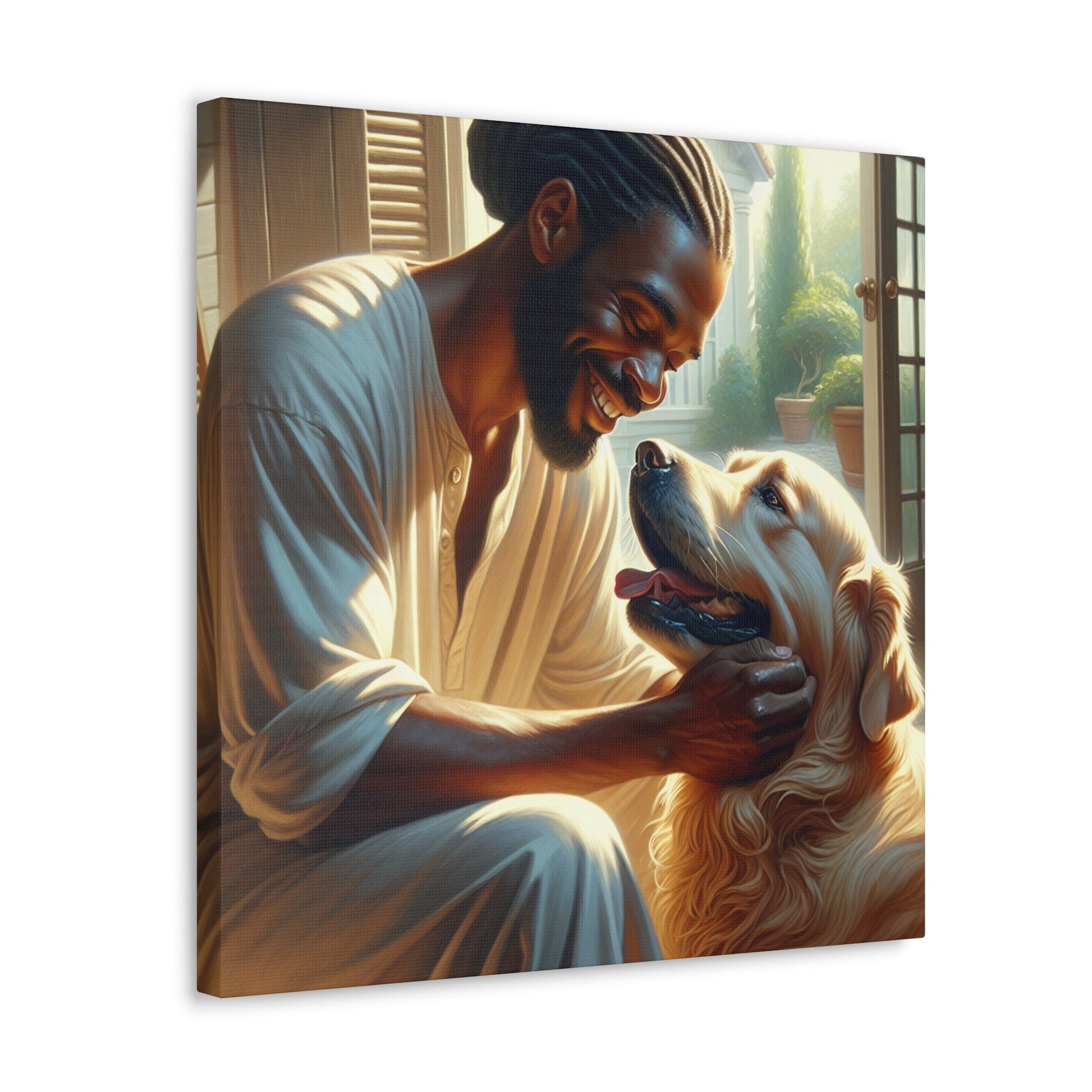 "Harmonious Bonds: Man and Dog" - Canvas - Authentic4Us