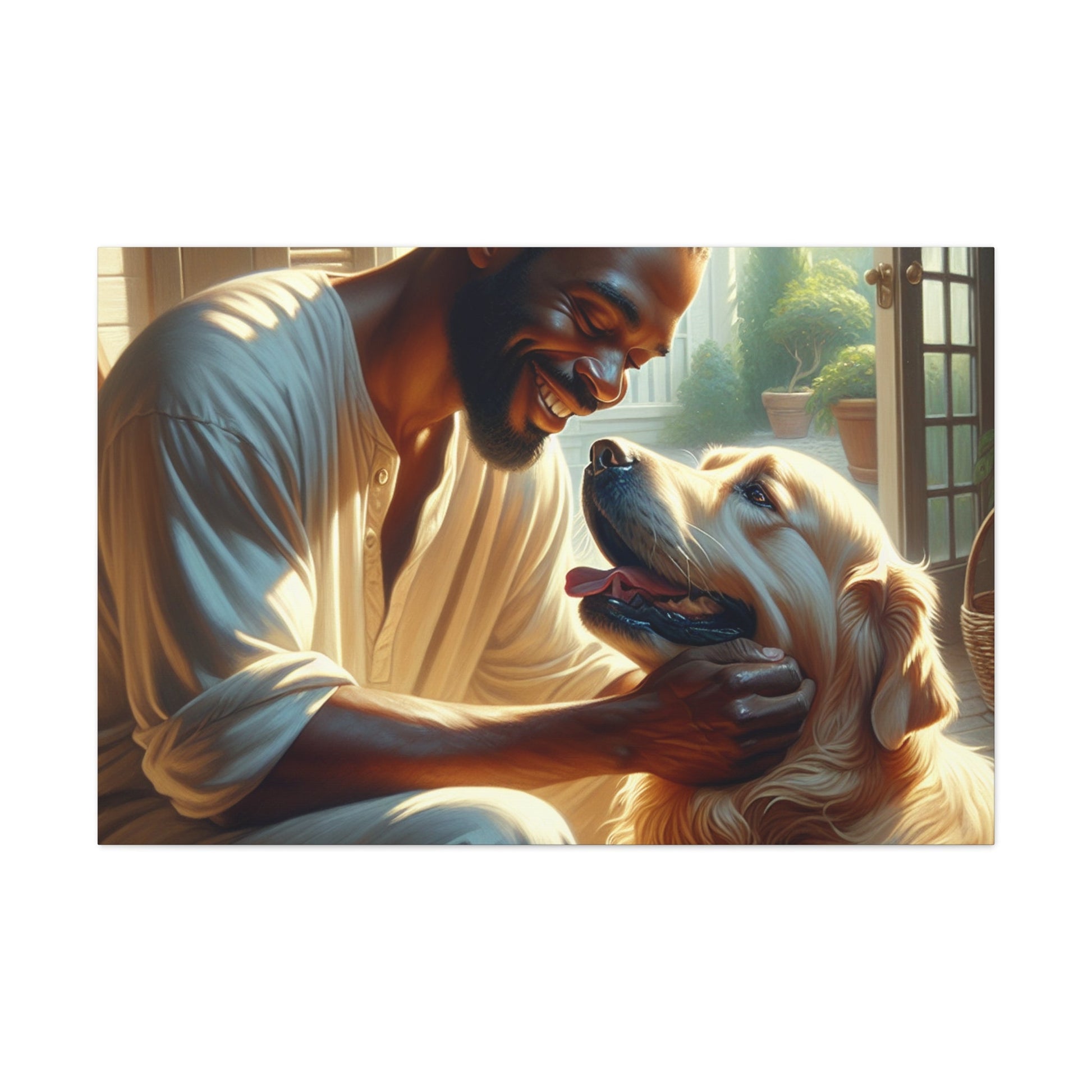 "Harmonious Bonds: Man and Dog" - Canvas - Authentic4Us