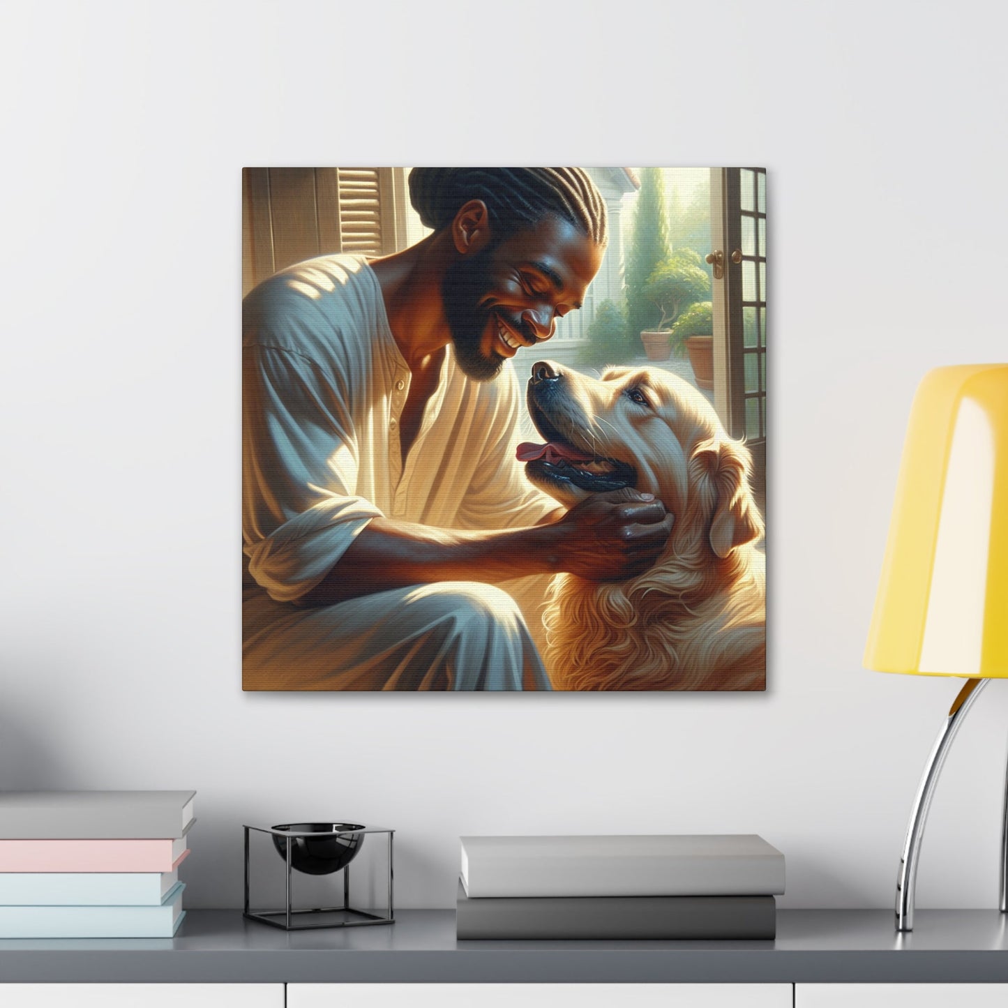 "Harmonious Bonds: Man and Dog" - Canvas - Authentic4Us