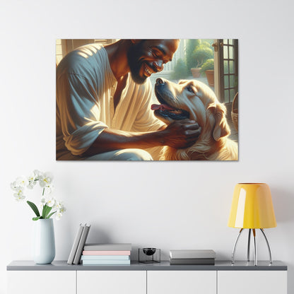 "Harmonious Bonds: Man and Dog" - Canvas - Authentic4Us