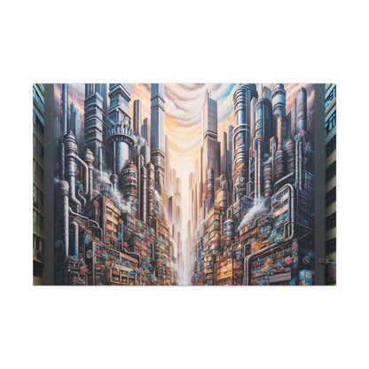 "Immersive Cyberpunk City Mural" - Canvas - Authentic4Us