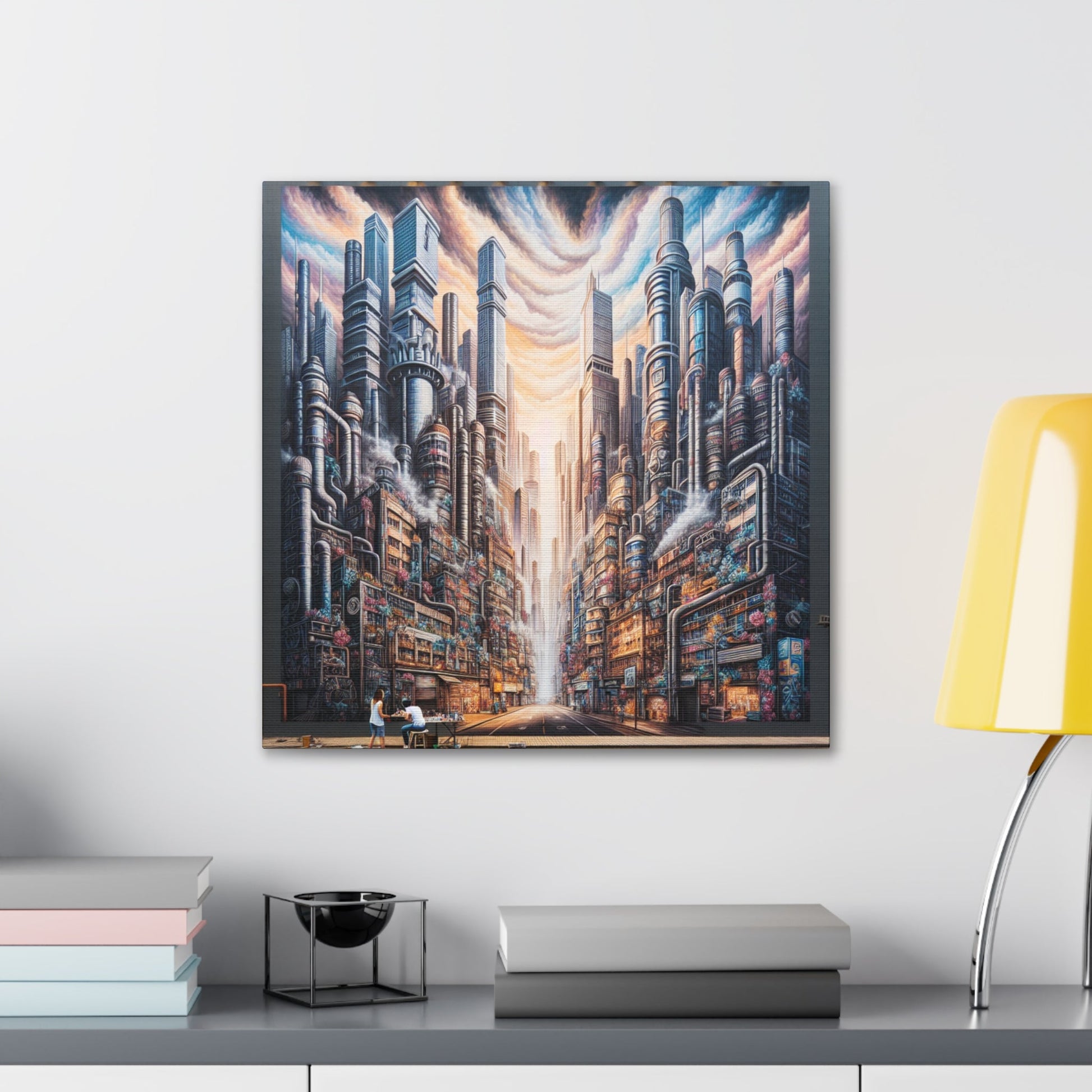 "Immersive Cyberpunk City Mural" - Canvas - Authentic4Us