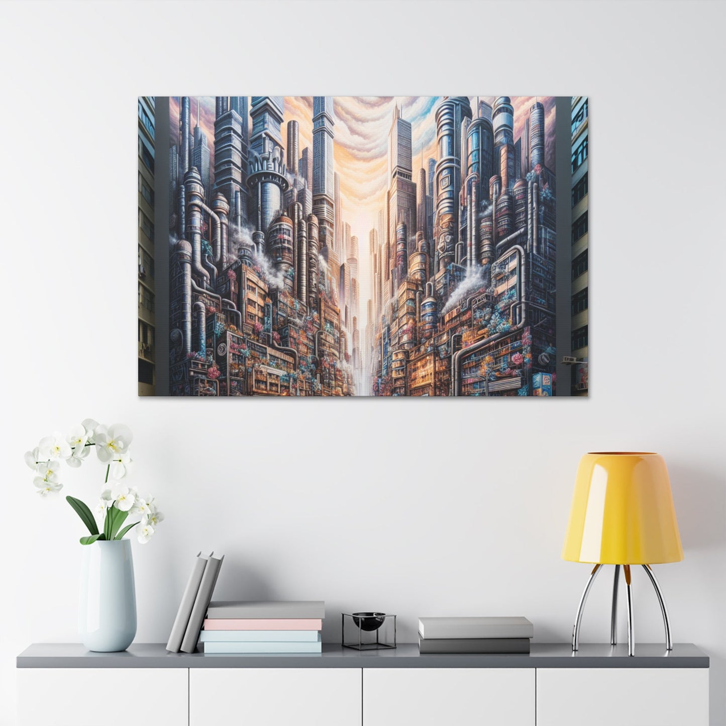 "Immersive Cyberpunk City Mural" - Canvas - Authentic4Us