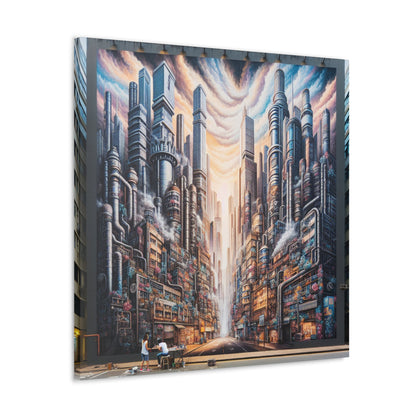 "Immersive Cyberpunk City Mural" - Canvas - Authentic4Us