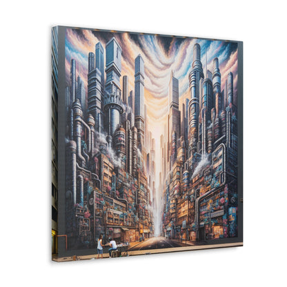 "Immersive Cyberpunk City Mural" - Canvas - Authentic4Us