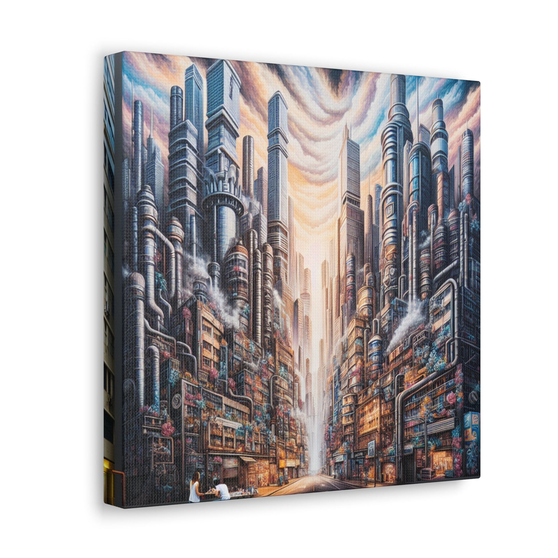 "Immersive Cyberpunk City Mural" - Canvas - Authentic4Us