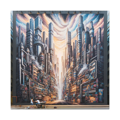 "Immersive Cyberpunk City Mural" - Canvas - Authentic4Us