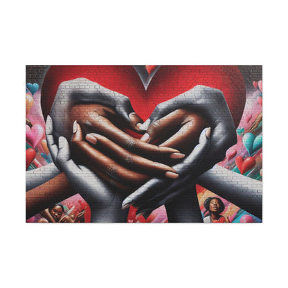 "Intertwined Hearts: A Mural Celebration of Love" - Canvas - Authentic4Us