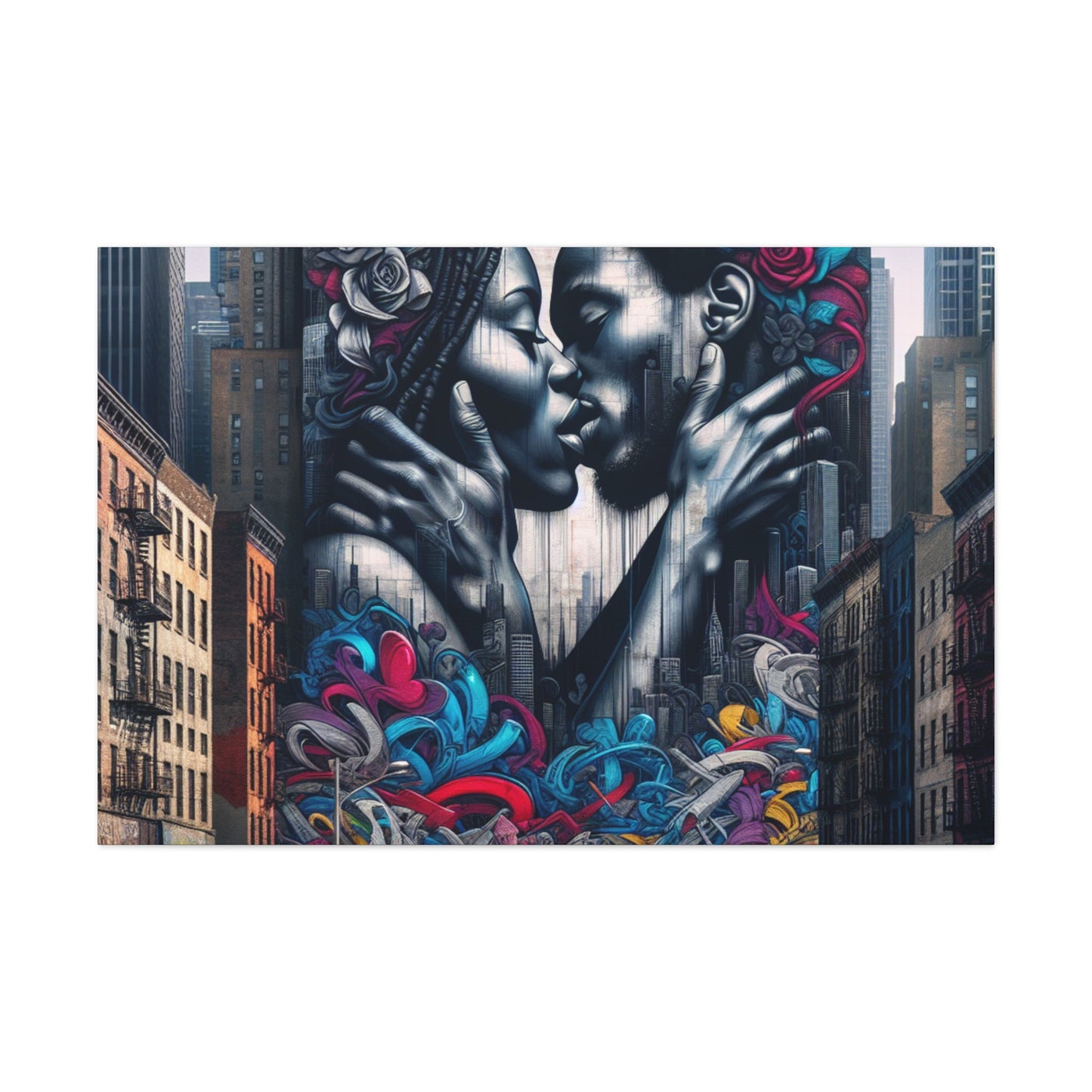 "Intertwined Urban Love Mural" - Canvas - Authentic4Us