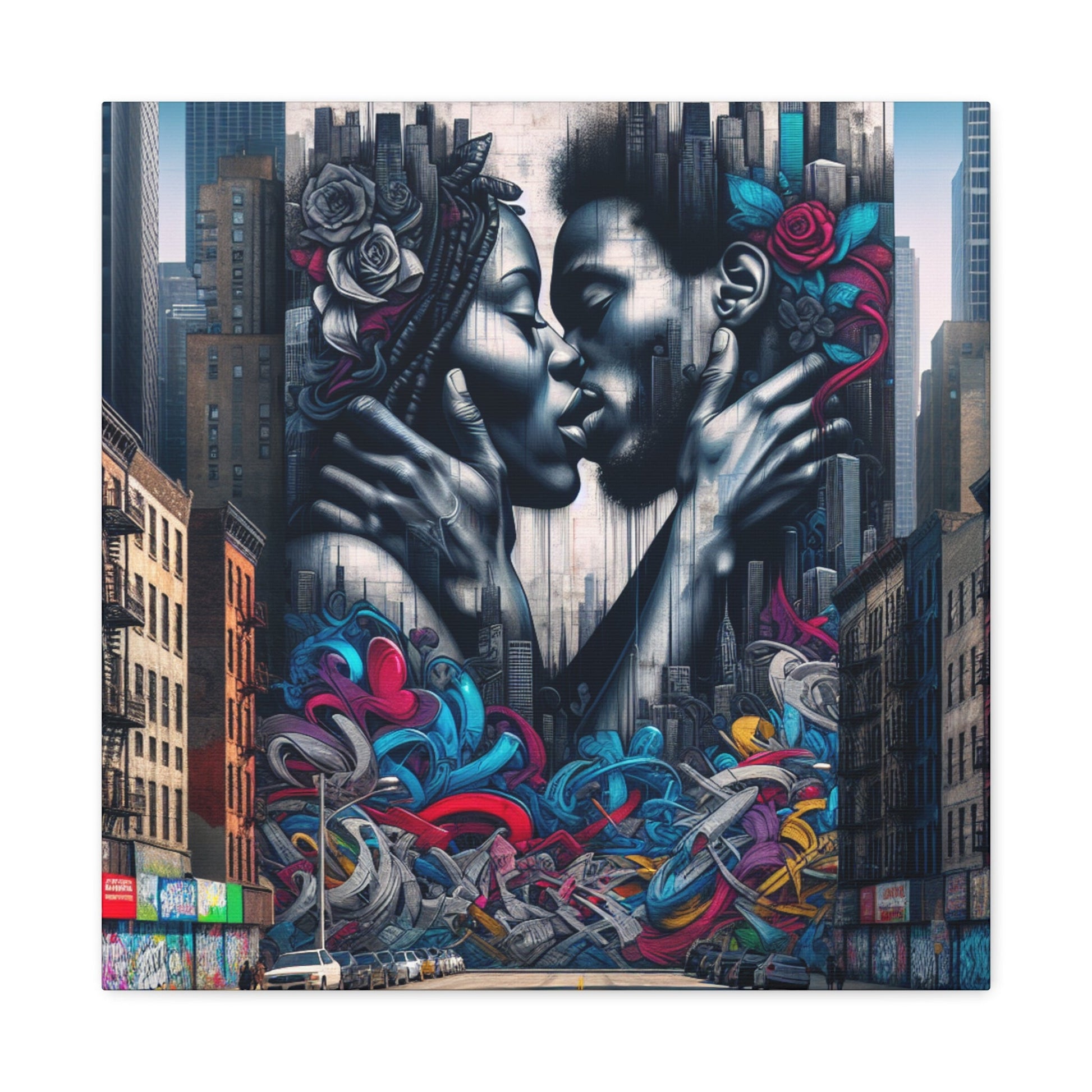 "Intertwined Urban Love Mural" - Canvas - Authentic4Us