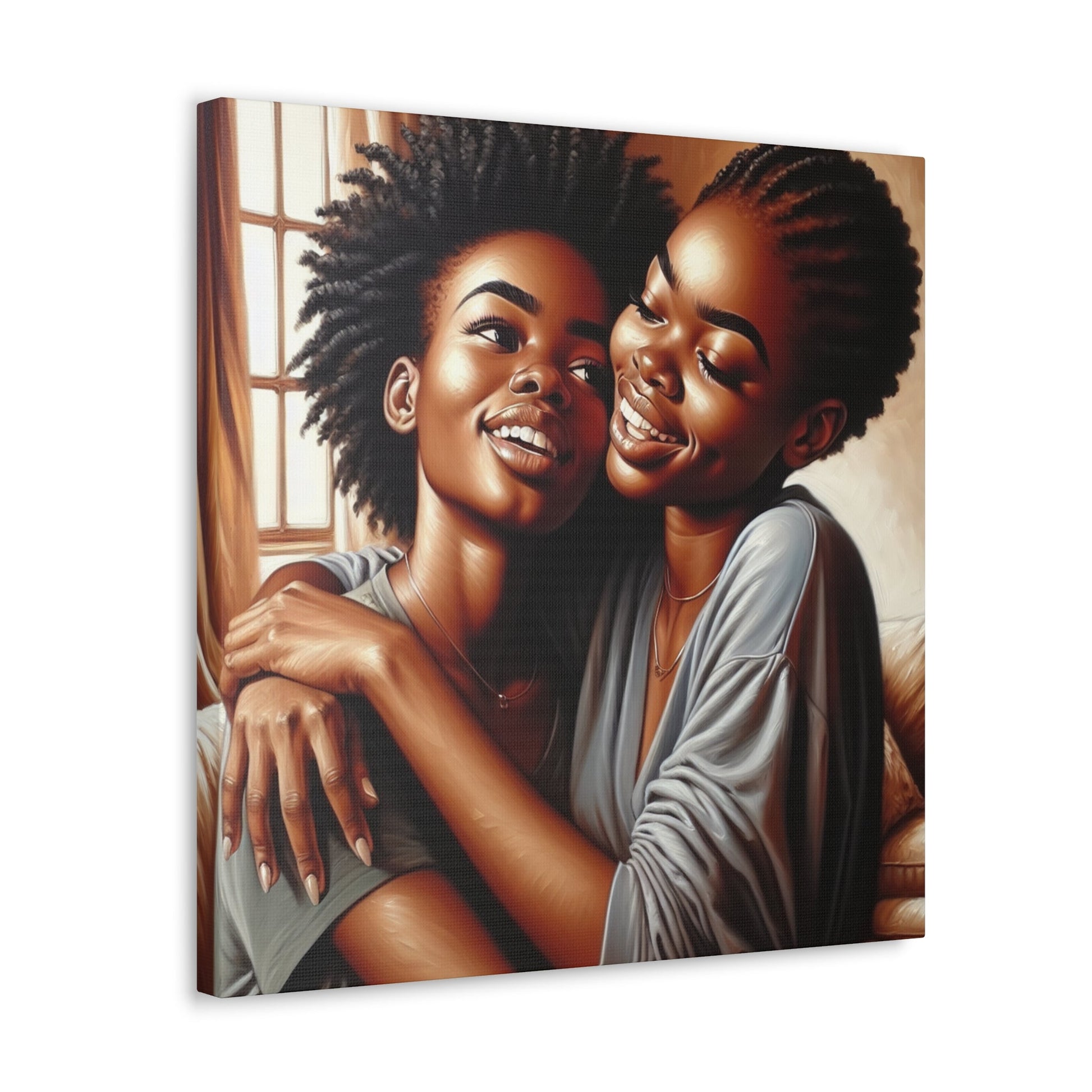 "Joyful Bond: Friends Embracing Painting" - Canvas - Authentic4Us