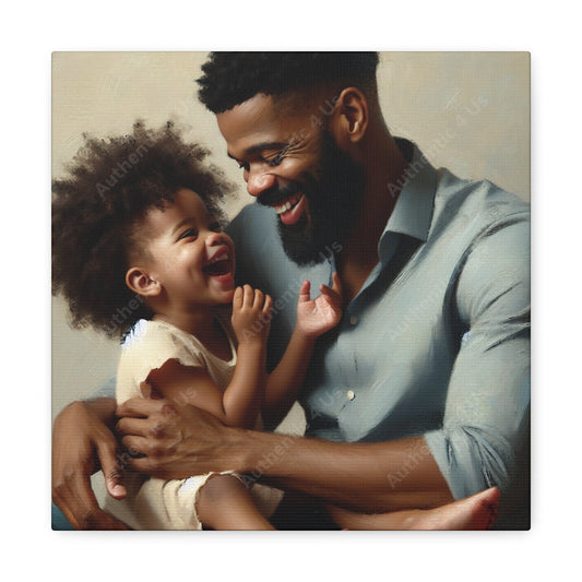 "Joyful Bond: Man and Child" - Canvas - Authentic4Us