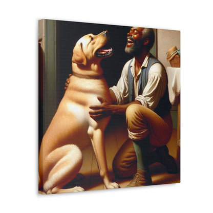 "Joyful Bond: Man and Dog" - Canvas - Authentic4Us