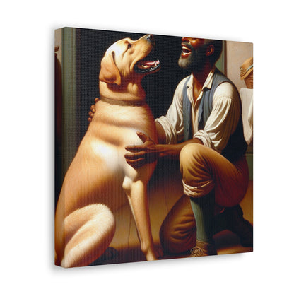 "Joyful Bond: Man and Dog" - Canvas - Authentic4Us