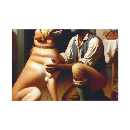 "Joyful Bond: Man and Dog" - Canvas - Authentic4Us