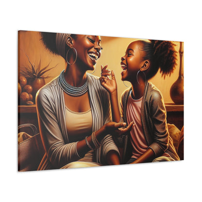 "Joyful Bonds: Mother and Daughter" - Canvas - Authentic4Us