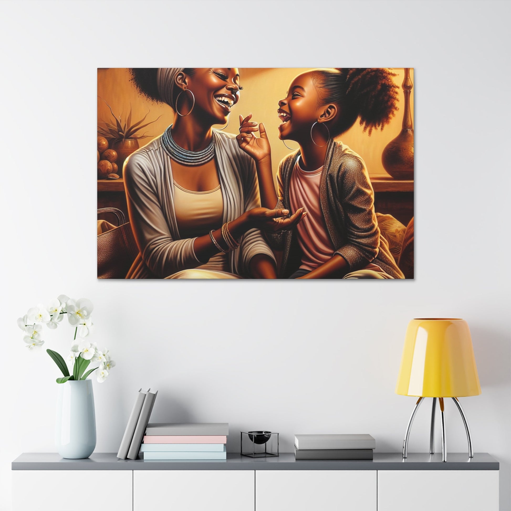 "Joyful Bonds: Mother and Daughter" - Canvas - Authentic4Us