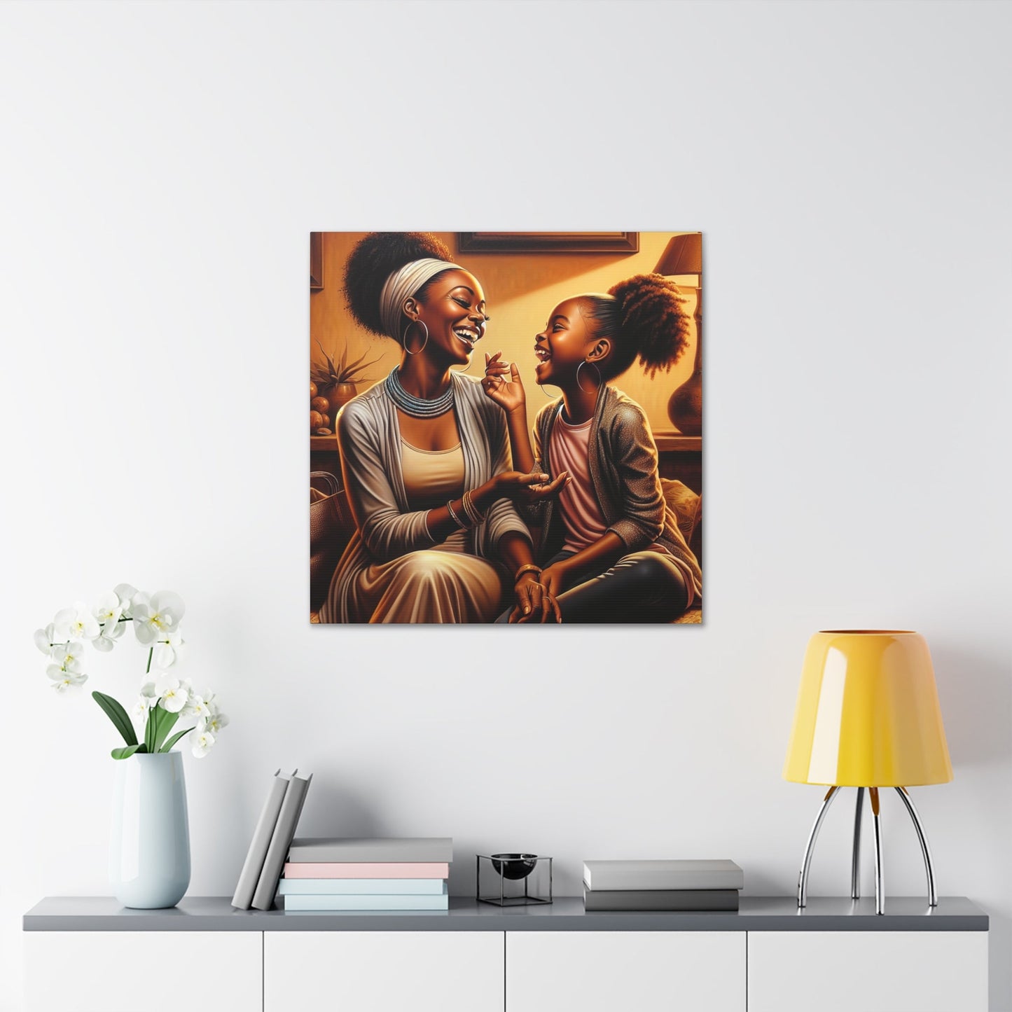 "Joyful Bonds: Mother and Daughter" - Canvas - Authentic4Us