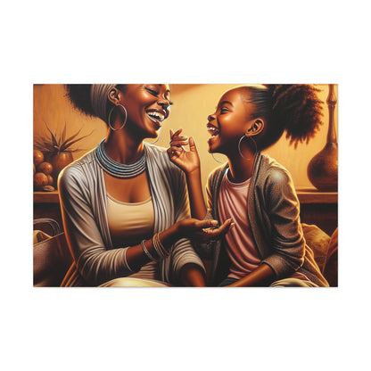 "Joyful Bonds: Mother and Daughter" - Canvas - Authentic4Us