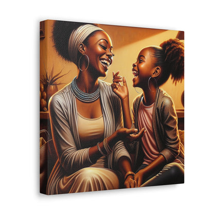 "Joyful Bonds: Mother and Daughter" - Canvas - Authentic4Us