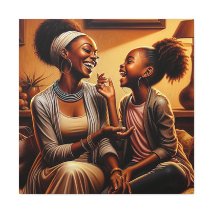 "Joyful Bonds: Mother and Daughter" - Canvas - Authentic4Us