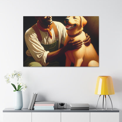 "Joyful Man and Dog Painting" - Canvas - Authentic4Us